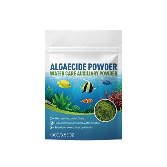 Algaecide Powder, Water Clarifying Aquarium Moss Control, 1 Pack 3.5 OZ Water Care Auxiliary Powder, for Fish Tank Pond to Improve Murky Green Water Inhibit Excess Algae Growth Keep Aquatic Habitat C