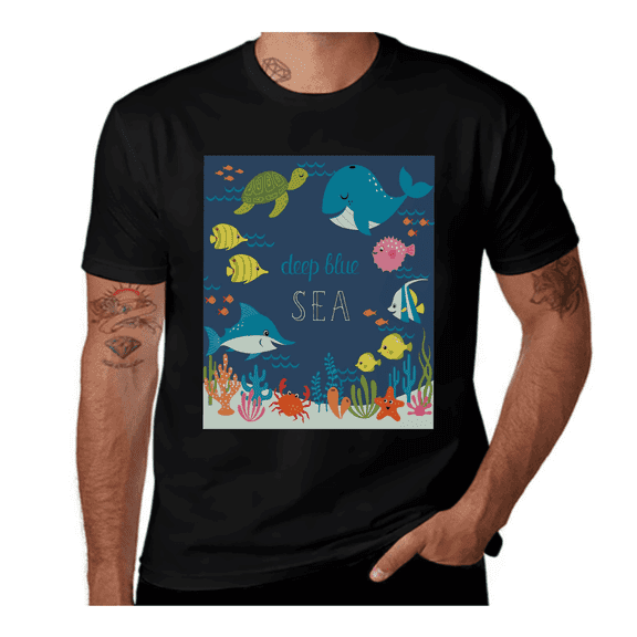 Algaes Coral Reefs-Cartoon-Multicolor Casual Streetwea Everyday Tshirt Comfortable Wear tee shirt