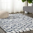 thumbnail image 1 of JONATHAN Y LONDON SHAG 5 x 8 Area Rug, Algaida Moroccan Diamond - Beige/Navy, SHG104B-5, 1 of 8