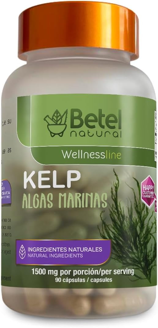 Algas Marinas/Kelp 90 Capsules - 1000 mg per Serving - Natural Iodine ...