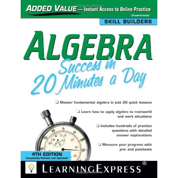 Pre-Owned Algebra Success in 20 Minutes a Day (Paperback) 1576857190 9781576857199