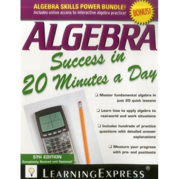 Pre-Owned Algebra Success in 20 Minutes a Day (Paperback) 9781611030426