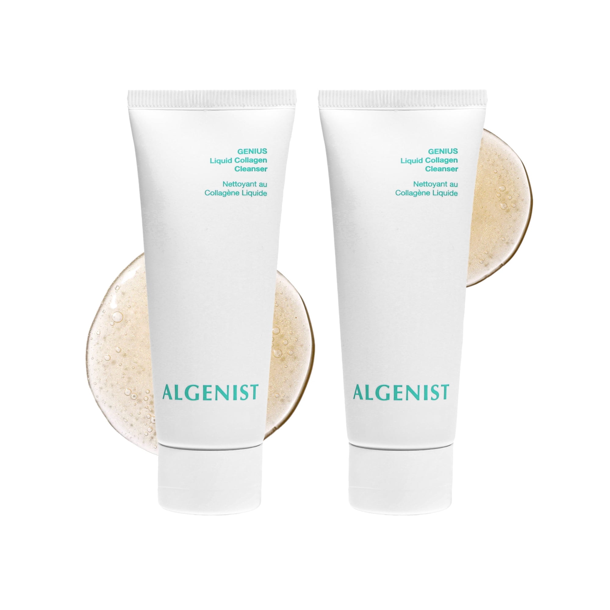 Algenist GENIUS Liquid Collagen Foaming Facial Cleanser - Travel Size Hydrating Face Wash & Makeup Remover with Alguronic Acid and Microalgae Oil to Nourish & Restore Skin's Radiance (1.5 oz, 2 count
