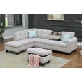 thumbnail image 1 of Modern Minimalist Linen 98" Wide Left Hand Facing Sofa & Chaise with Ottoman, 1 of 16