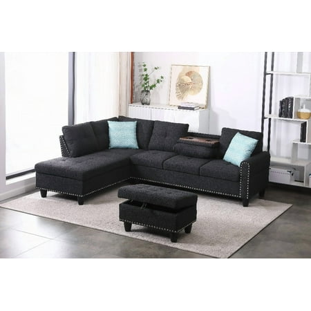 Alger 98" Wide Left Hand Facing Sofa & Chaise - Modern Look with Manufactured Wood Frame