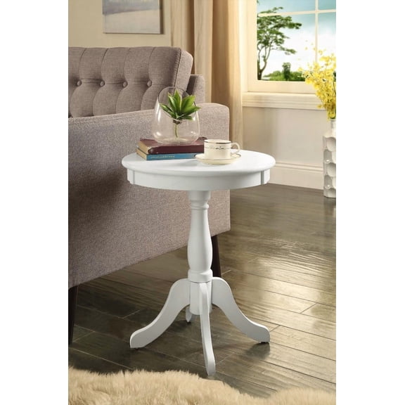 Alger White Finish Round Pedestal Accent Table with 4 Legs