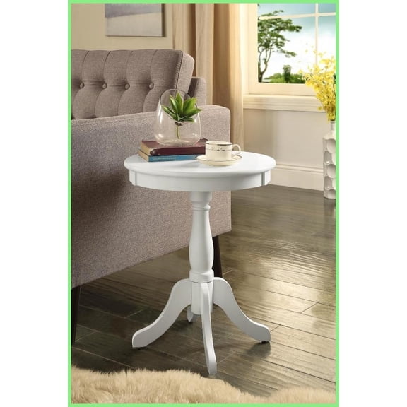 Alger White Round Pedestal Coffee Table  Transitional Living Room Style, Easy Assembly & Daily Use