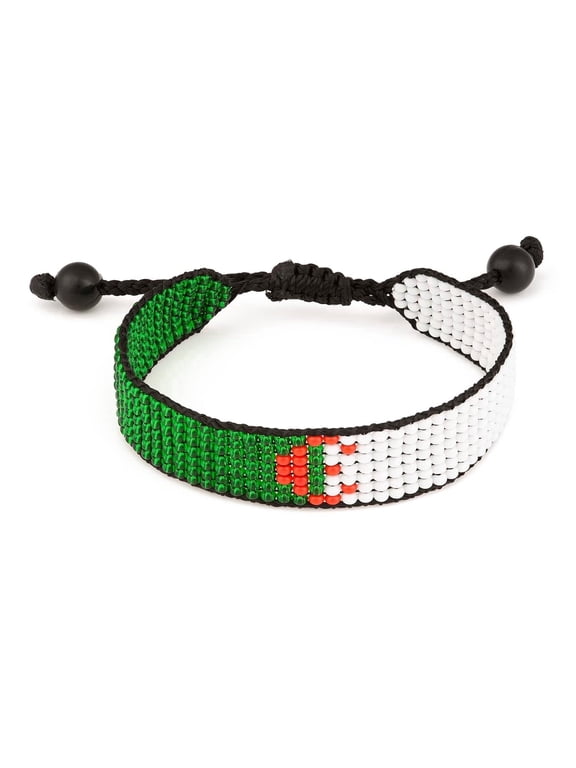 Algeria Flag Bracelets: Adjustable Beaded String Bracelet, Handmade Boho Jewelry, Patriotic Gift for Women & Men