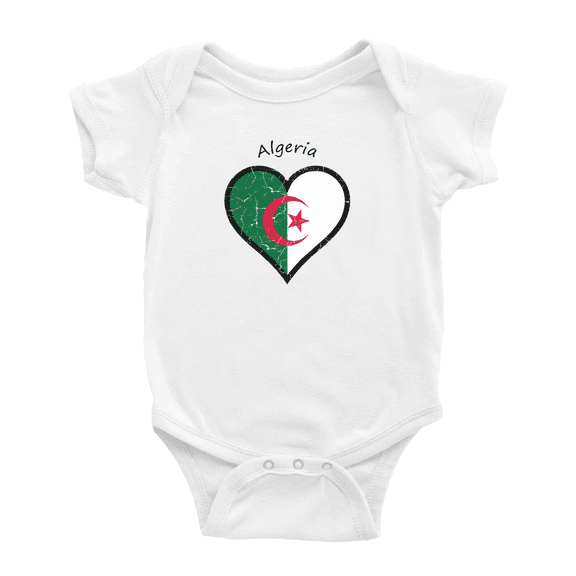 Algeria Flag Heart Love Cute Baby Bodysuit Boy Girl Clothes Baby Clothes