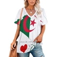 thumbnail image 1 of Algeria Flag Women'S Clothing V-Neck Tops Zipper Tee Ladies Casual Sexy T-Shirt Algeria Flag ??????? Algerian, 1 of 3