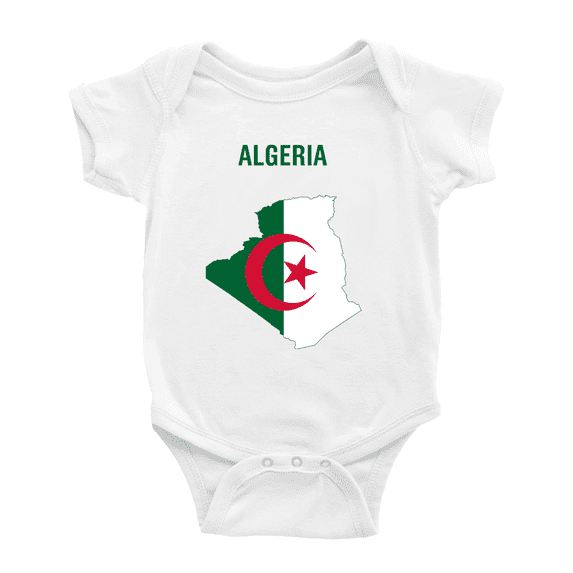 Algeria Map Flag Cute Baby One-pieces (White, 18-24 Months)