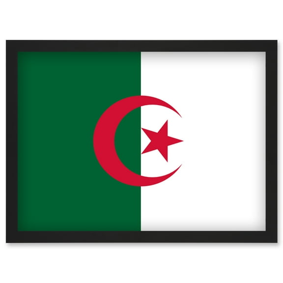 Algeria National Flag Patriotic Vexillology World Flags Country Region Poster Artwork Framed Wall Art Print A4