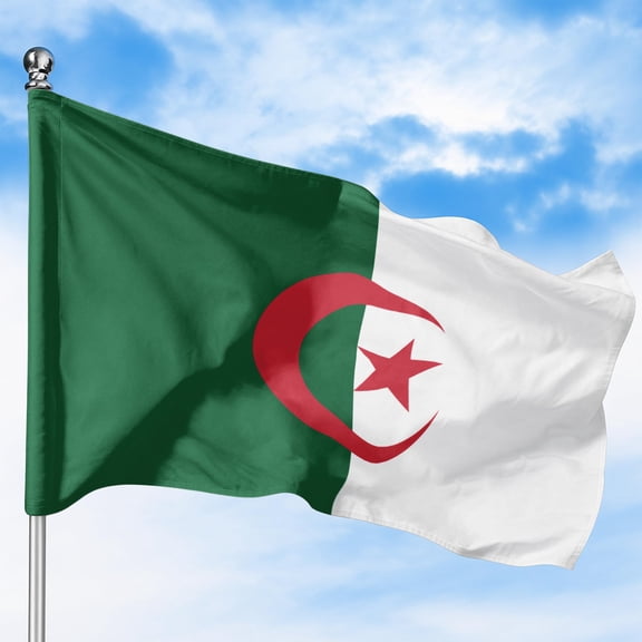 Algeria Outdoor Flag (1x1.5ft) by DreamController - Durable, Fade-Resistant Polyester, Double-Stitched, Brass Grommets - HD Printed Nothern Africa Flag - Made in USA