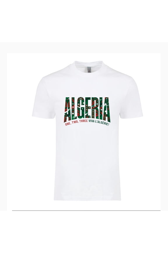 Algeria Soccer Viva L'ALGERIE T-Shirt 2026 – Unisex Adult Football Fan Tee, World Tournament Supporter Shirt - White - 3XL