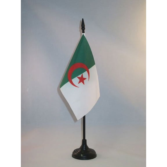 AZ FLAG Algeria Table Flag 4x6 in 100D Polyester Plastic Base 15x10 cm