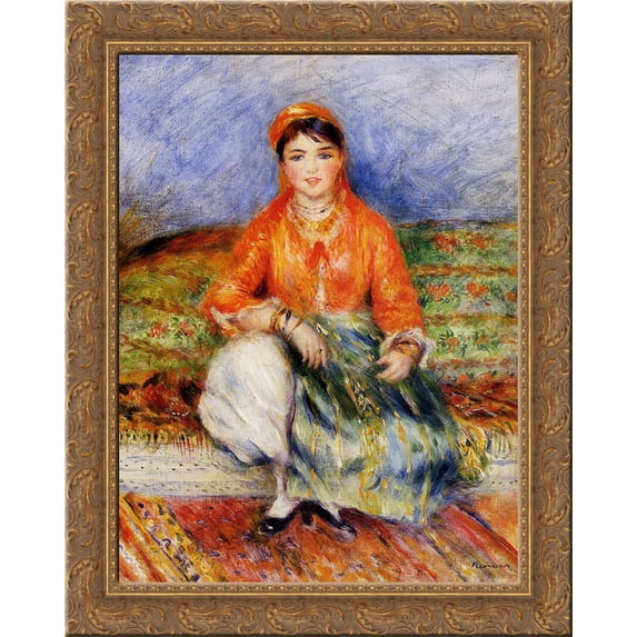 Algerian Girl 20x24 Gold Ornate Wood Framed Canvas Art by Renoir, Pierre Auguste