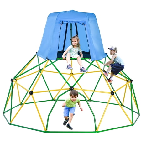 Algherohein 10FT Kids Geometric Dome Climber with Canopy Playmat,Playground Climbers Outdoor