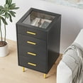 thumbnail image 1 of Algherohein 4 Drawer Dressers for Bedroom,Chest of Drawers with Glass Desktop,Black, 1 of 5