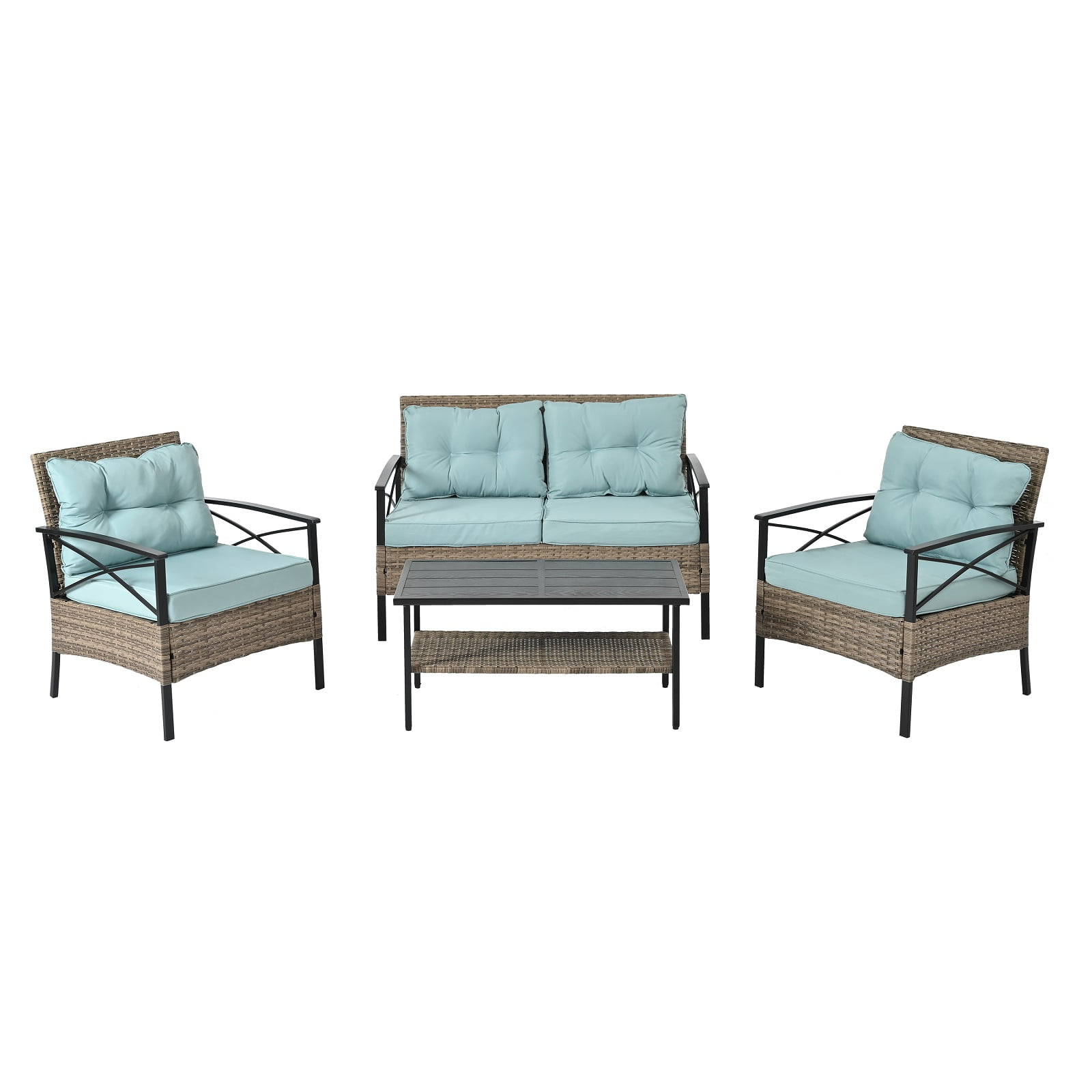 Algherohein 4 Piece Patio Furniture Sets with Patio Table and Chairs