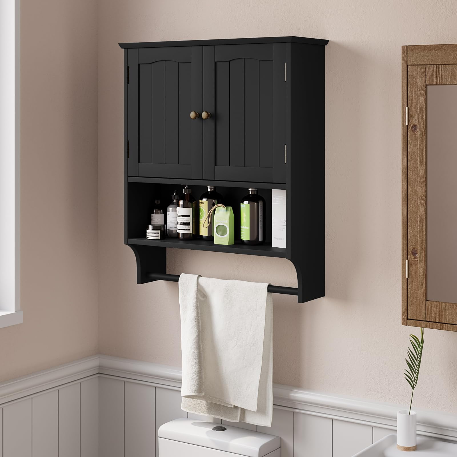 Algherohein Bathroom Medicine Cabinet with Shelf and Towels Bar,Over ...