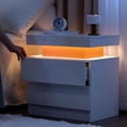 thumbnail image 1 of Algherohein Bedroom LED Wood Nightstand Set of 2 with 2 Drawers,Side Tables for Living Room,White, 1 of 6