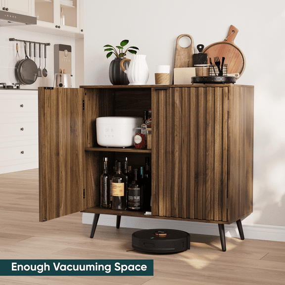 Algherohein Buffet Cabinet with Doors,Kitchen Storage Cabinets,Walnut,1 Pack