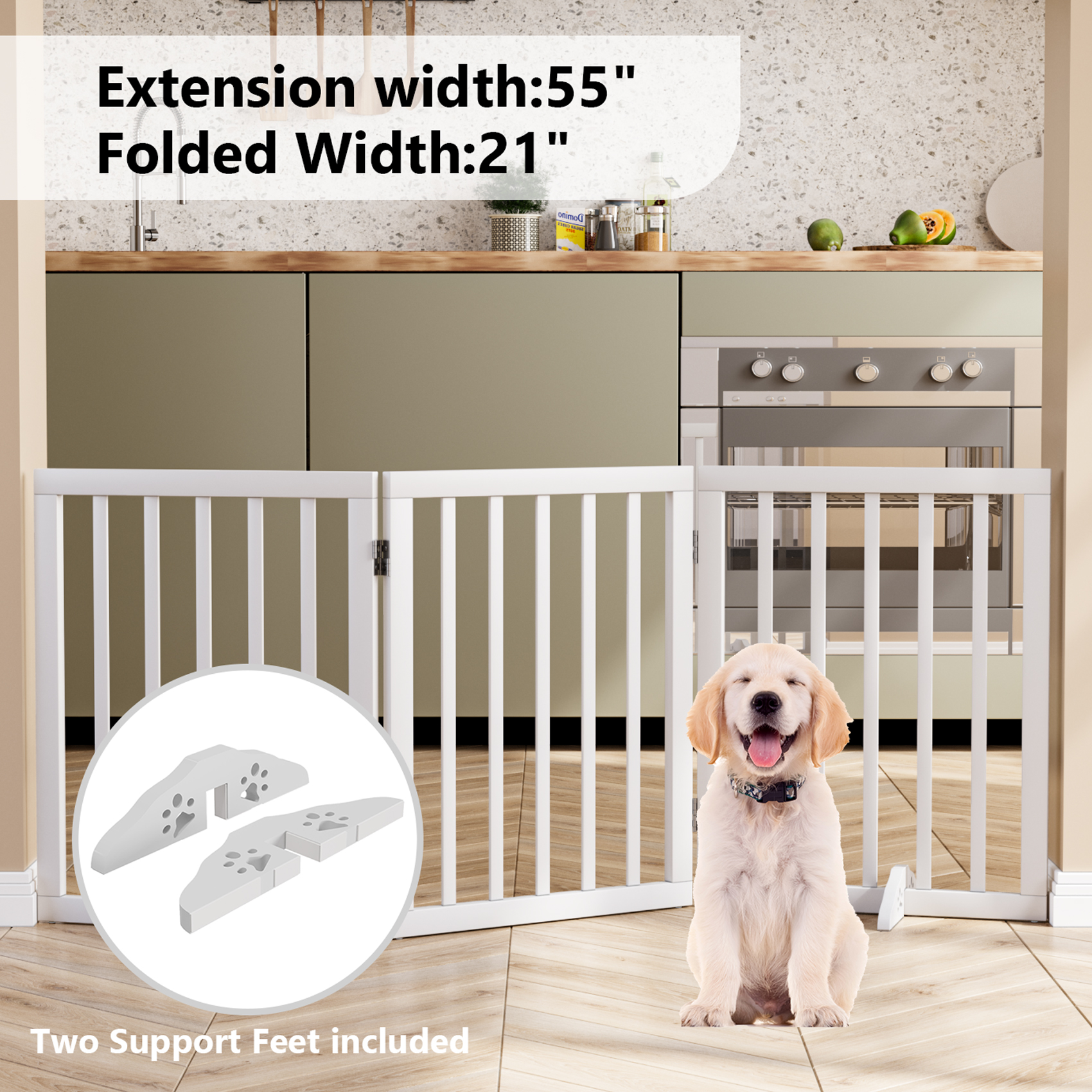 Hoovy Freestanding Decorative Pet Gate Folding & Extending Dog & Puppy