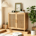thumbnail image 1 of Algherohein Modern Sideboard Buffet with Slatted Barn Doors, Wood Accent Storage Consol, TV Stand, Coffee Bar for Dining Room, Oak 2 Doors, 1 of 6