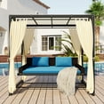 thumbnail image 1 of Algherohein Outdoor Swing Bed, 3 Seat Patio Gazebo Swing Chair for Balconies, Gardens,Blue, 1 of 9