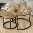 thumbnail image 1 of Algherohein Round Nesting Coffee Table Modern Set of 2 for Living Room Brown, 1 of 14