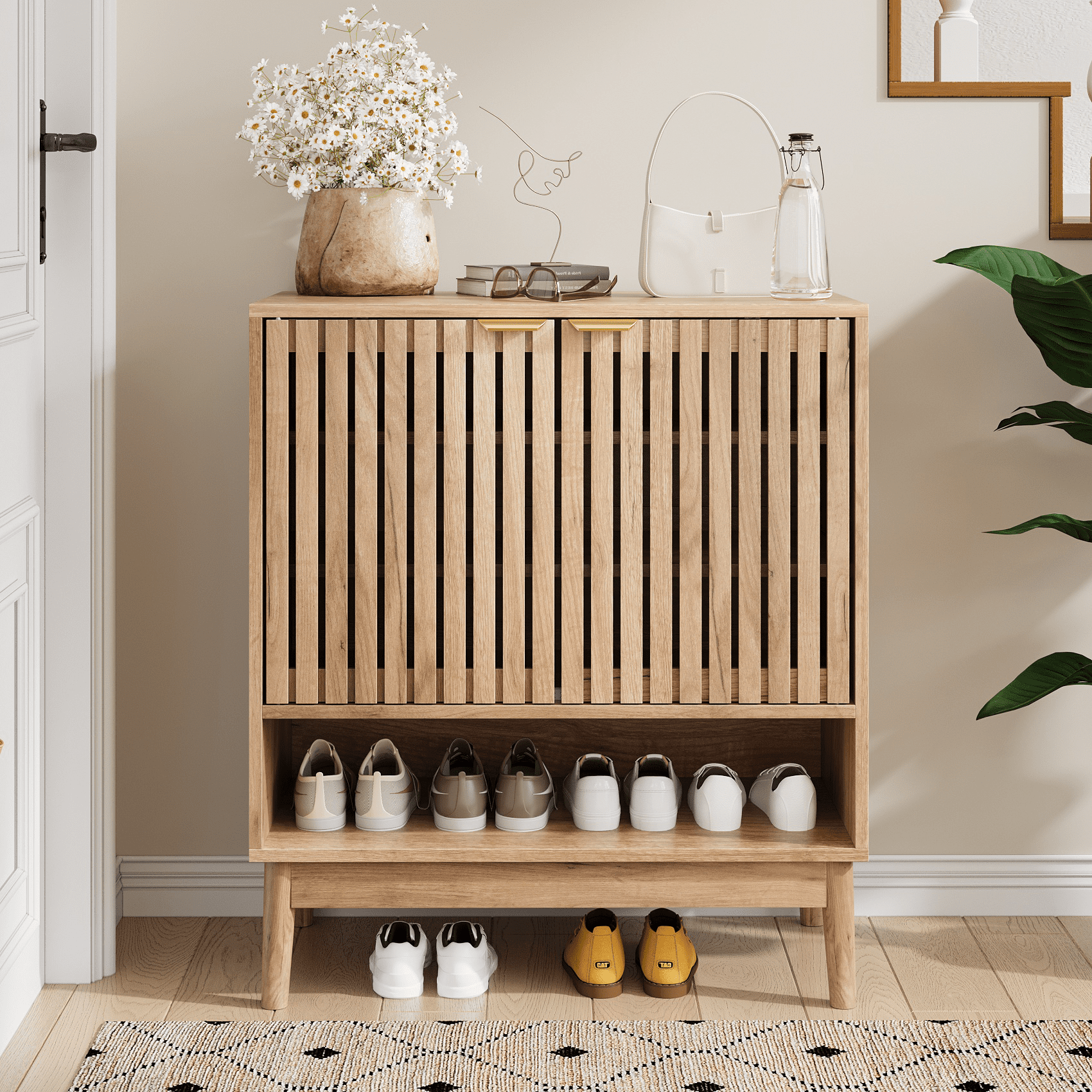 Algherohein Shoe Storage Cabinet with Doors and Adjustable Shelves, 20 ...