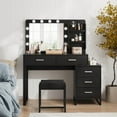 thumbnail image 1 of Algherohein Vanity Set with Mirror and Storage Cabinet,Makeup Vanity for Bedroom,Black, 1 of 8