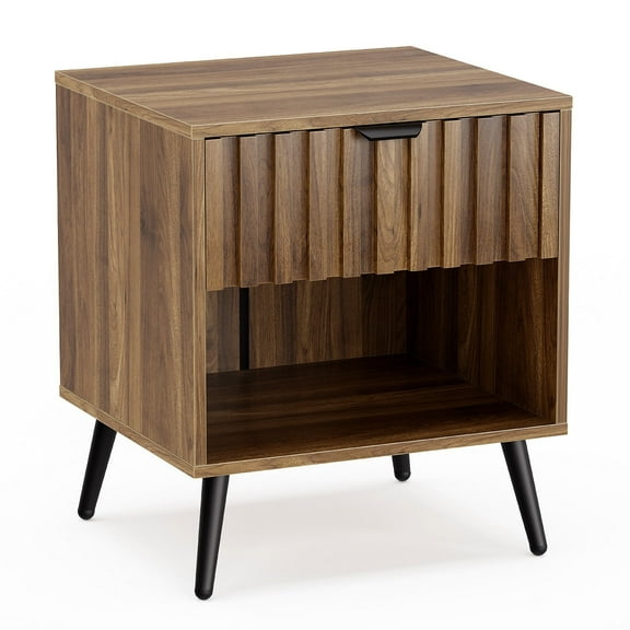 Algherohein Night Stands for Bedroom Set of 2,End Tables for Living Room with Fluted Drawer,Walnut