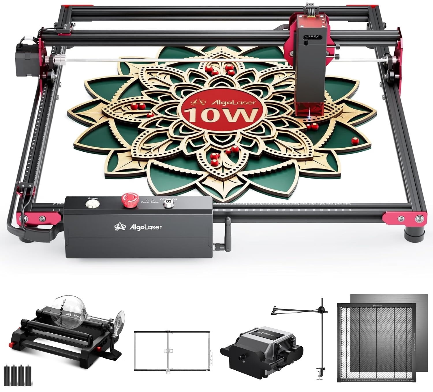 Algo DIY KIT 10W Engraver All-in-One Kit with Rotary & Honeycomb for Engraving Cutting Machine, Lightburn Camera, Air Assist, Extension Kit, Engraver for Wood and Metal