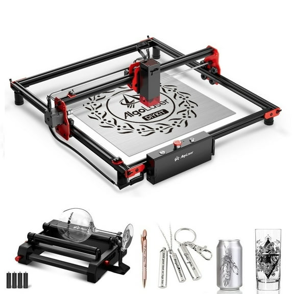 Algo DIY KIT 5W Engraver with RR2 Rotary Roller, Engraving Cutting Machine for DIY Acrylic and Metal, Support WiFi and Emergency Stop