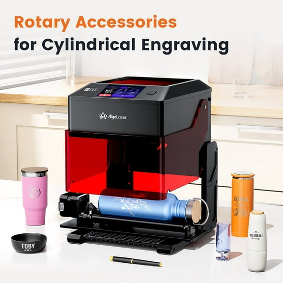 Algo DIY KIT Mini Engraver 5W Output Power with Rotary&Raiser, 200mm/s Cutting and Engraving Machine for DIY Wood Metal Glass Leather, WiFi APP Control for Beginners