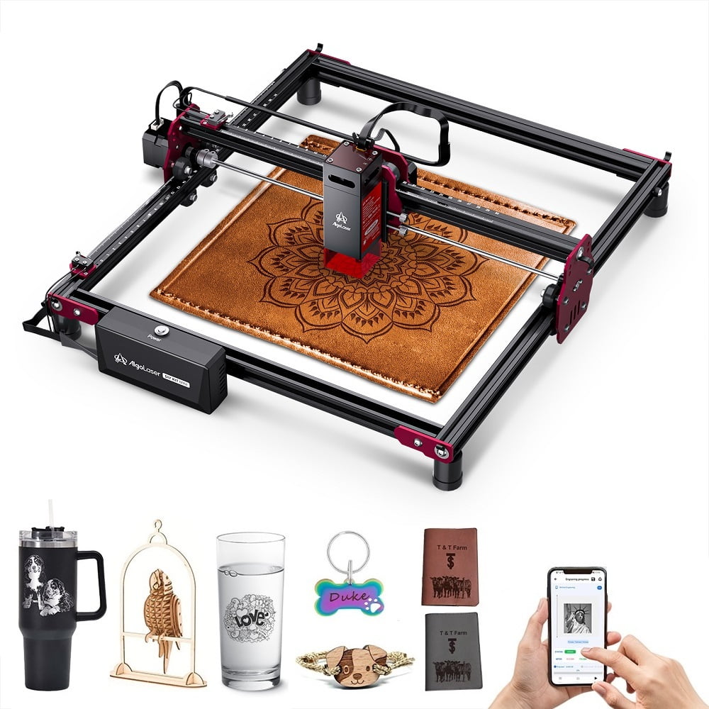 Algo DIY Mini Engraver 5W Output Power, 200mm/s Cutting and Engraving Machine for DIY Wood Metal Glass Leather, WiFi APP Control for Beginners