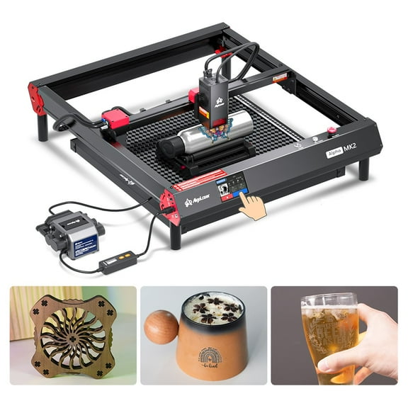 Algo MK2 20W Higher Accuracy Engraver and Cutter with Air Assist&Accessories, Engrave Hundreds of Colors On Metal Steel with 3.5" Touch Screen, Engraving Machine for DIY Personalized Gift