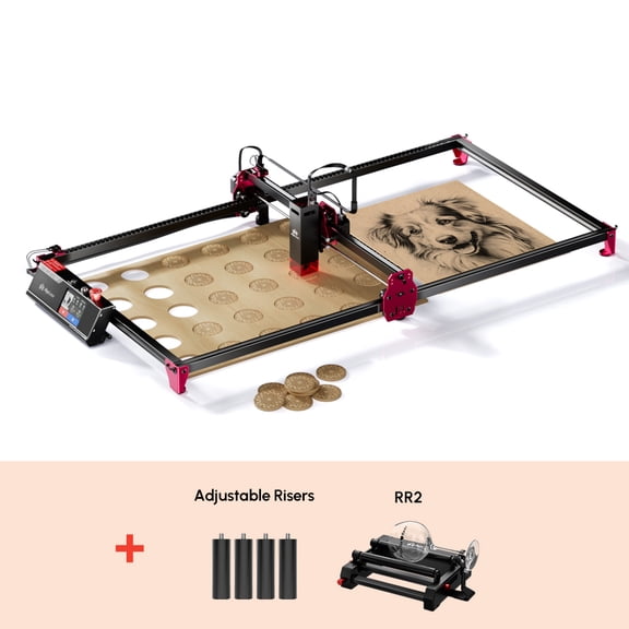 AlgoLa/ser DIY KIT 10W La/ser Engraver with Expansion Kit and Rotary, Support WIFI APP Control and Emergency Stop, 400x850mm Engraving Area La/ser Engraving Machine for DIY Wood and Metal