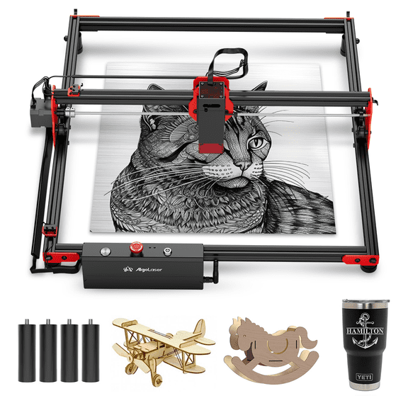 AlgoLaser DIY KIT Laser Engraver with Raiser, 5W Output Power Laser Cutter Engraving Machine for Acrylic and Metal, 12000mm/min Laser Engraving Area 15.7"x15.7"