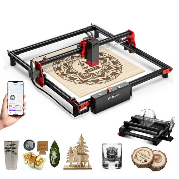AlgoLaser DIY KIT Laser Engraver with Rotary, 5W Output Power Laser Cutter Engraving Machine for Acrylic and Metal, 12000mm/min Laser Engraving Area 15.7"x15.7"