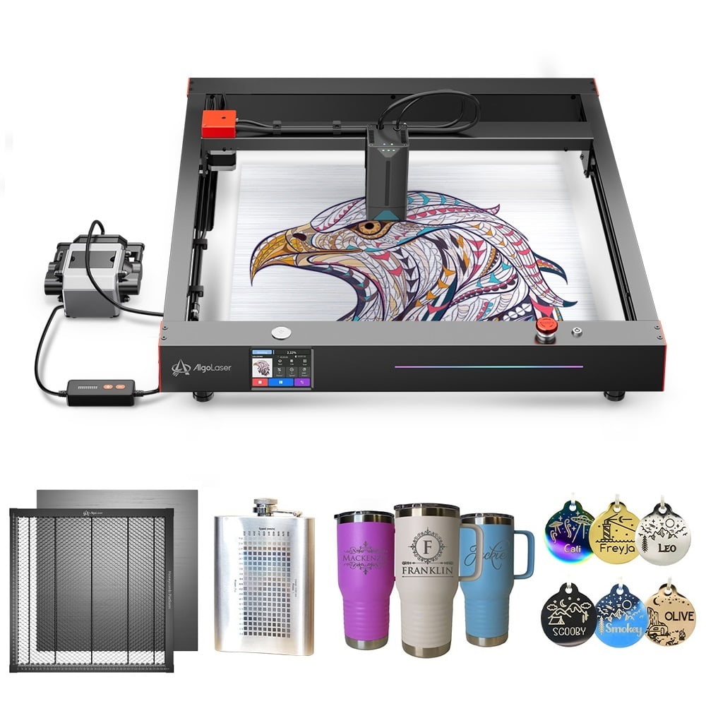 AlgoLaser Delta Laser Engraver, 20W Higher Accuracy Laser Engraver with Air Assist and Honeycomb Platform, 3.5" Touch Screen APP Offline Control, DIY for Metal, Acrylic, Glass