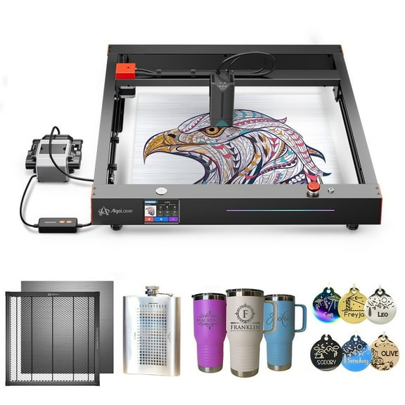 AlgoLaser Delta Laser Engraver, 20W Higher Accuracy Laser Engraver with Air Assist and Honeycomb Platform, 3.5" Touch Screen APP Offline Control, DIY for Metal, Acrylic, Glass