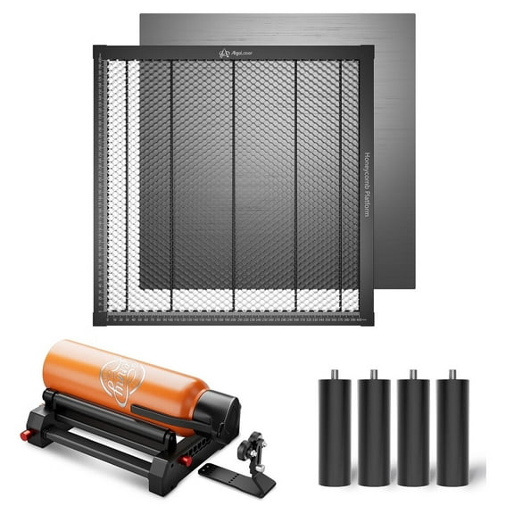 AlgoLaser Laser Engraver Rotary Roller with Raisers and Honeycomb Laser Bed, Y-axis Rotary Module, 7 Adjustment Diameters, 360° Laser Rotary Attachment for Engraving Cylindrical Objects