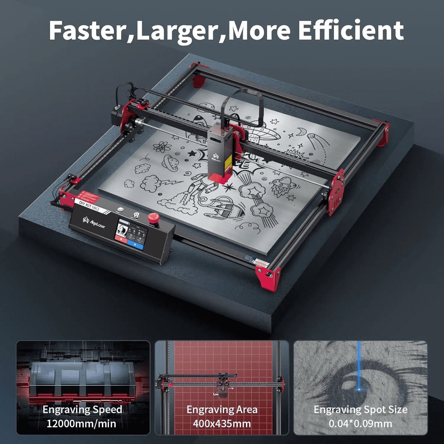 Algola/ser Brand 10W La/ser Engraver Cutter with Touch Screen Wifi Offline APP Control 40*40cm Large Size Woodworking DIY Kit MK2