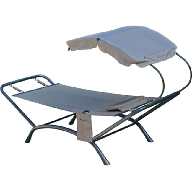 Gray Steel Hanging Lounger with Weather-Proof Cushions