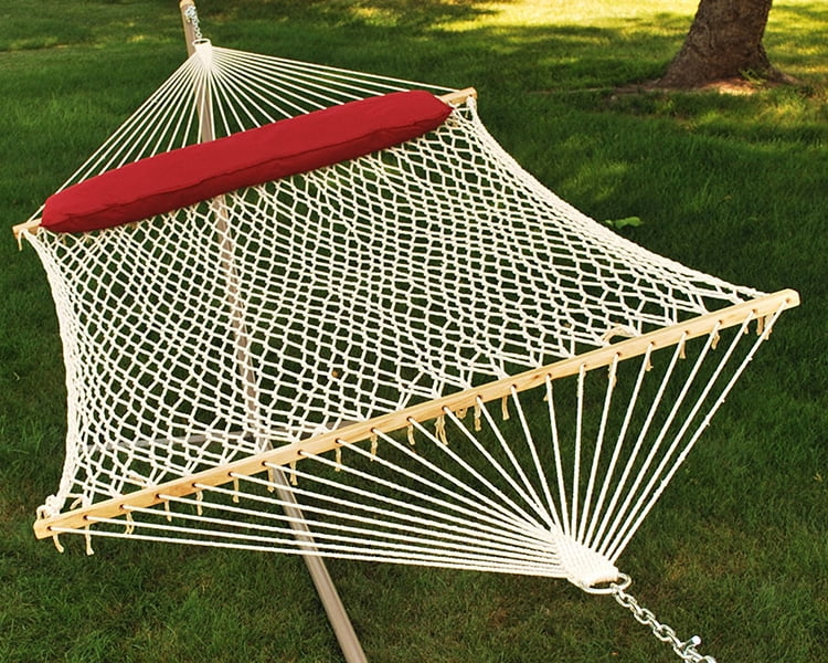 Algoma Netted Hammock With Attached Pillow - 156" x 60" - White and Beige
