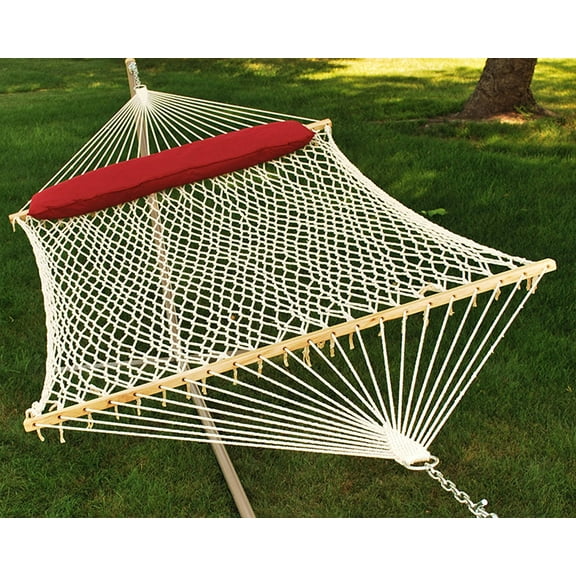 Algoma Netted Hammock With Attached Pillow - 156" x 60" - White and Beige