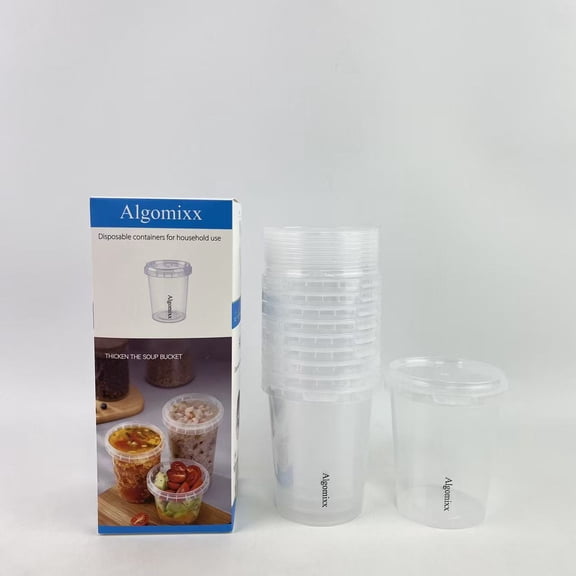 Algomixx Disposable containers for household use,32 oz Plastic Deli Food Containers With Lids, Airtight Food Storage Containers, Freezer/Dishwasher/Microwave Safe