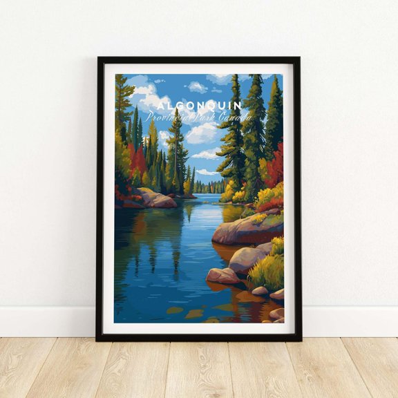 Algonquin Ontario Vibrant Riverside Nature Landscape Wall Art Poster Decor